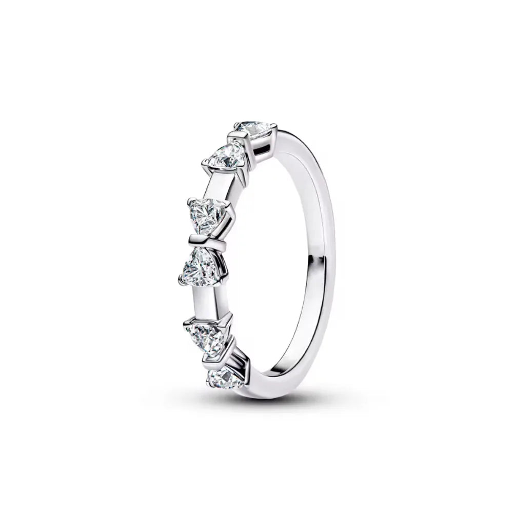 New Pink Heart Shaped Rose 925 Silver Shell Bow Ring Zircon Inlaid Princess Ring Women's Jewelry Wedding Gift