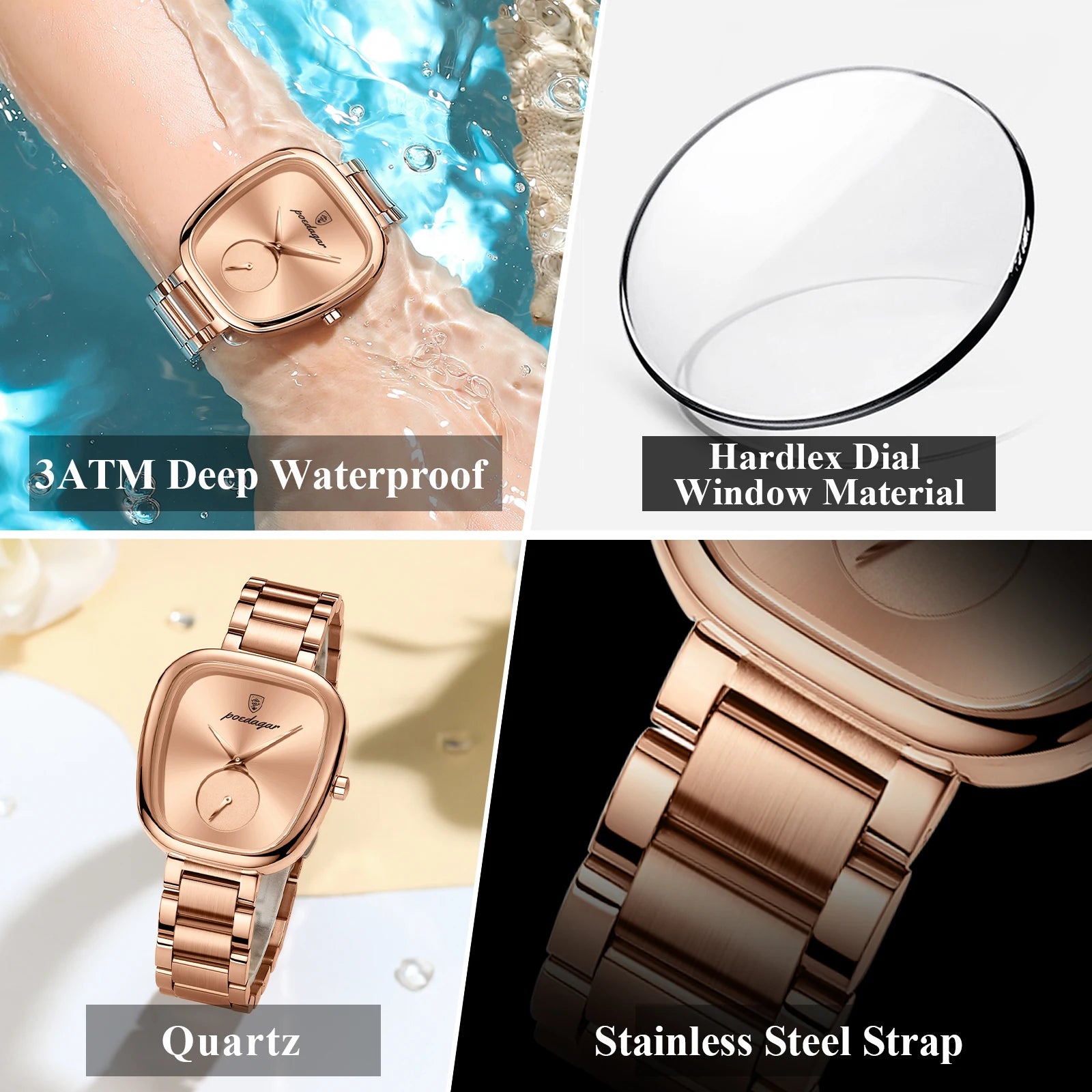 POEDAGAR Luxury Elegant Watch For Woman Waterproof Stainless Steel Quartz Women's Watches Simple High Quality Ladies Wristwatch