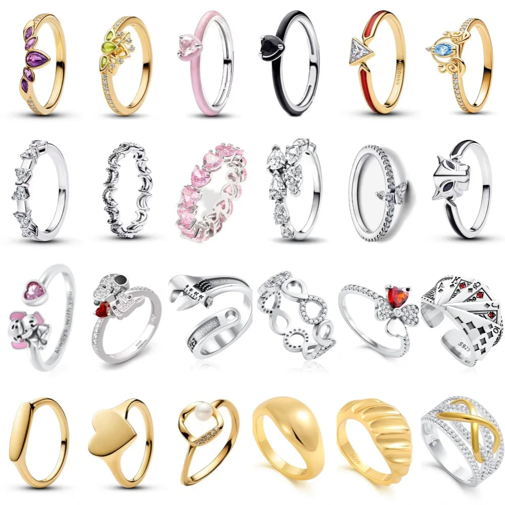 New Rings 925 Silver Heart-Shaped,Lotus,Clover Ring For Women Wedding PartiesHigh-quality Jewelry Accessories