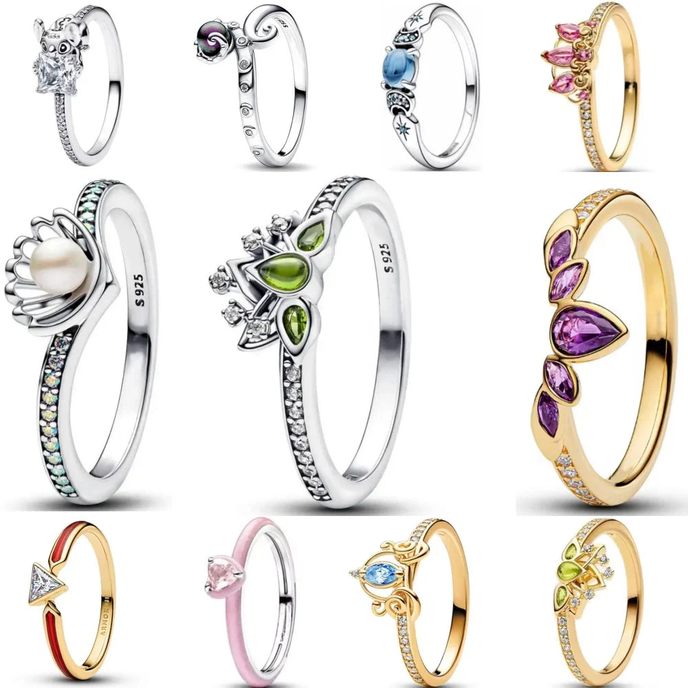 Hot Sales Fashionable 925 Sterling Silver Charming Princess Ring Size 6 7 8 9 Women's Original Wedding Crystal Luxury Accssory