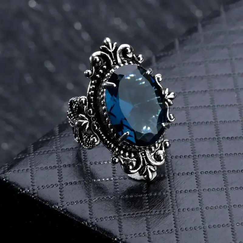 2025 Luxury Prong Setting-Rings For Women With Deep Blue Zircon Stone Anniversary Gift   Wife Micro Paved Middle