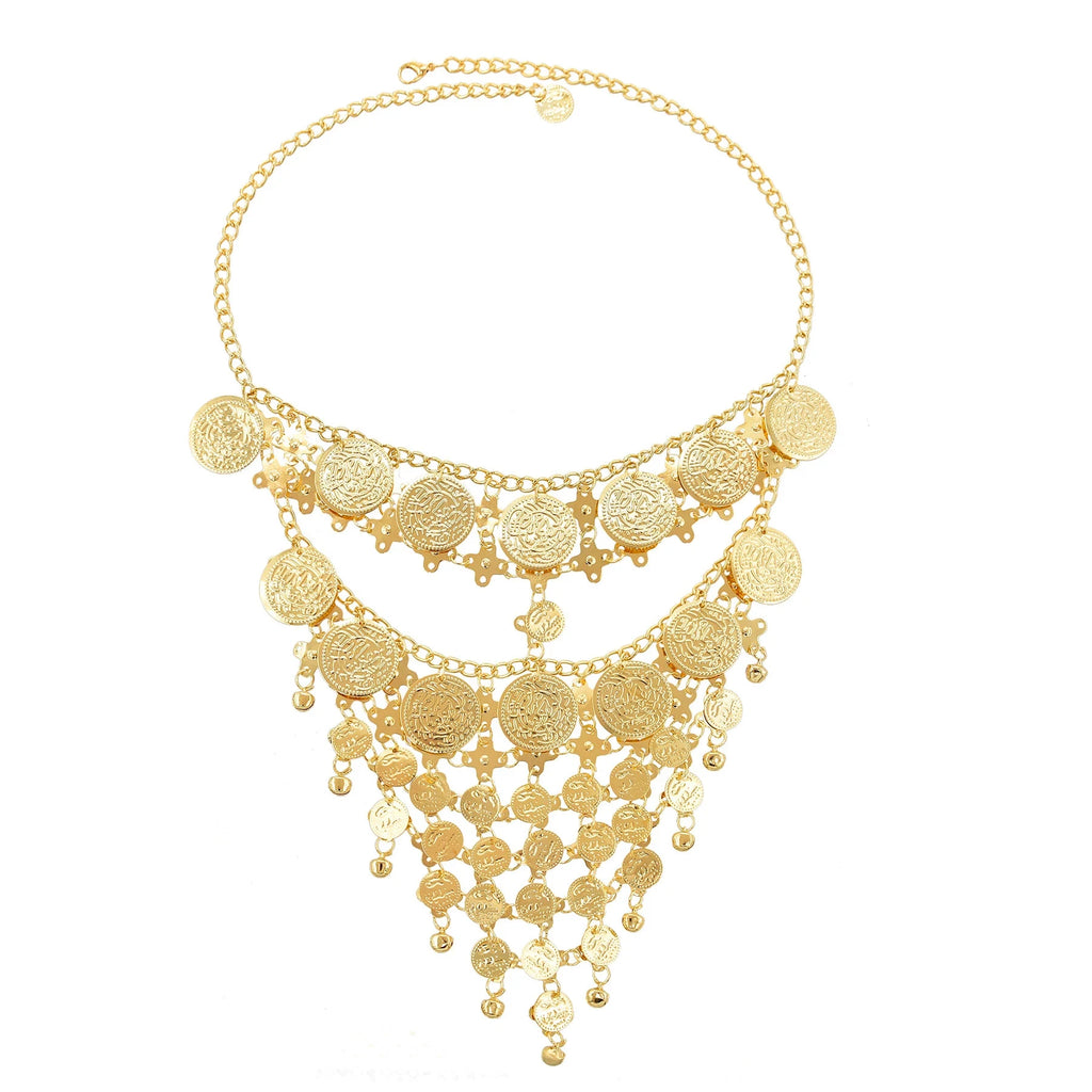 4 Golden Coin Tassel Mask Hair Accessories for Women Afghan Arab Middle East Indian Traditional Ethnic Clothing Headwear Jewelry