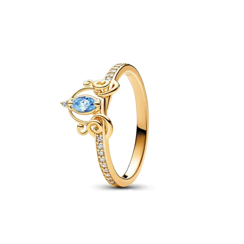 Hot Sales Fashionable 925 Sterling Silver Charming Princess Ring Size 6 7 8 9 Women's Original Wedding Crystal Luxury Accssory