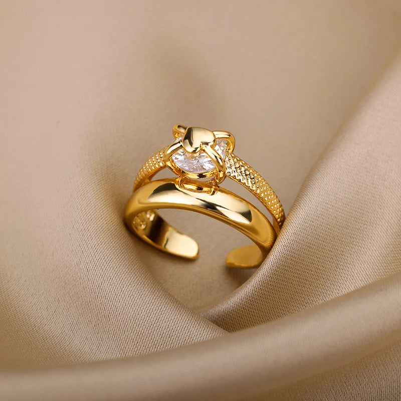Heart Rings for Women Grils Gold Plated