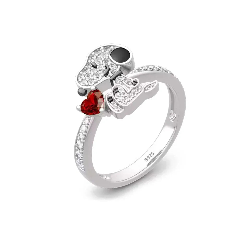 New Pink Heart Shaped Rose 925 Silver Shell Bow Ring Zircon Inlaid Princess Ring Women's Jewelry Wedding Gift