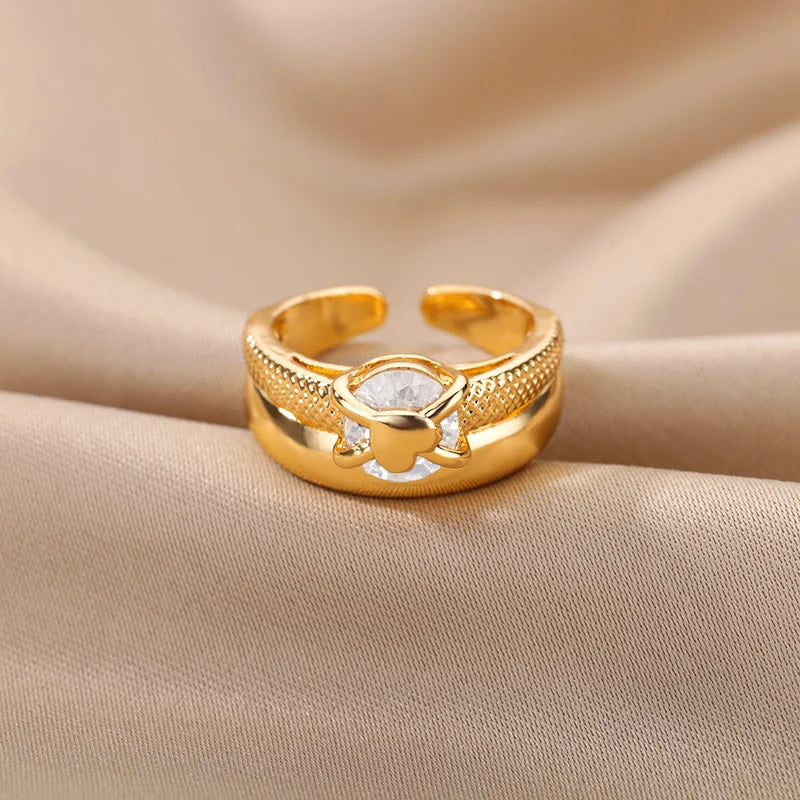 Heart Rings for Women Grils Gold Plated